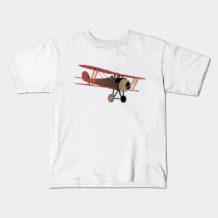 Red World War I Biplane Kids T-Shirt